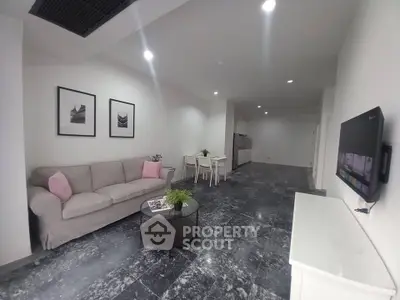 Modern living room with sleek design and stylish decor