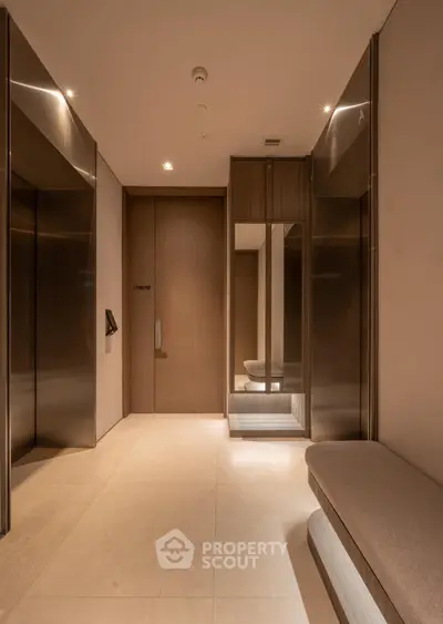 Luxurious modern elevator lobby with elegant lighting and sleek design