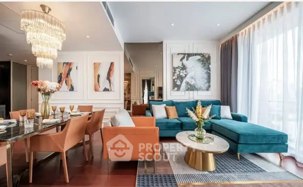 Luxurious modern living room with elegant decor and spacious seating area