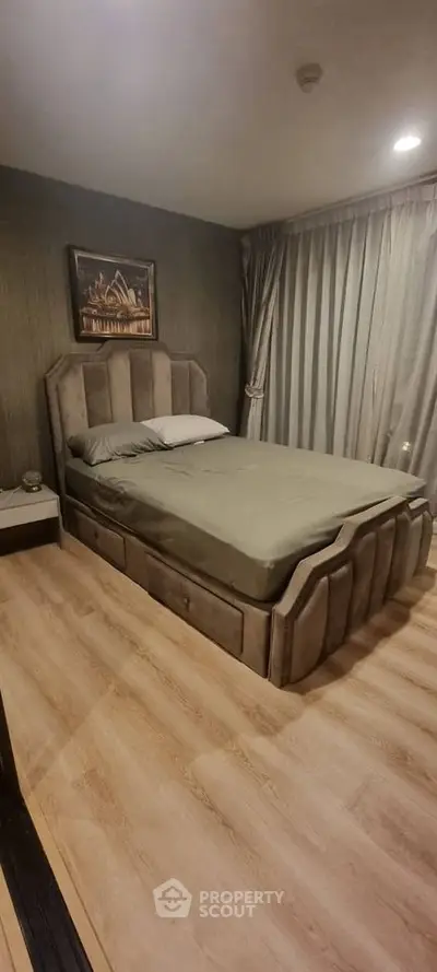 Luxurious bedroom with elegant bed and stylish decor in modern apartment