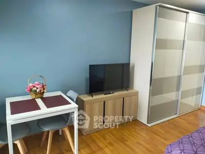 Modern studio apartment with sleek furniture and stylish decor