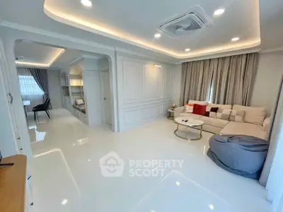 Luxurious modern living room with elegant decor and spacious layout