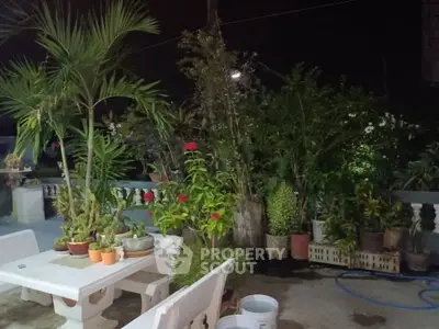 Charming outdoor garden area with lush greenery and seating, perfect for relaxation and entertaining.