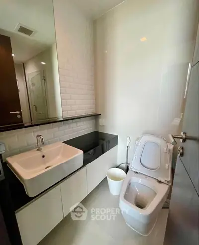 Modern bathroom with sleek fixtures and minimalist design