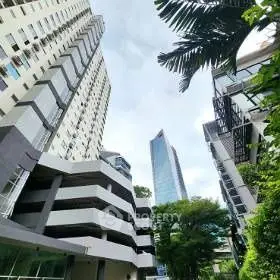 Stunning view of modern high-rise buildings with lush greenery in urban setting.