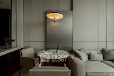 Luxurious modern living room with elegant furniture and ambient lighting