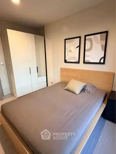 Modern bedroom with stylish decor and cozy ambiance