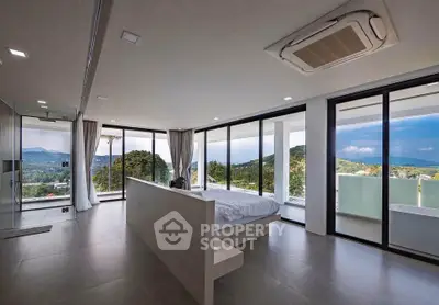 Luxurious bedroom with panoramic mountain views and modern design