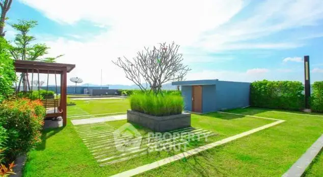 Stunning rooftop garden with lush greenery and modern design