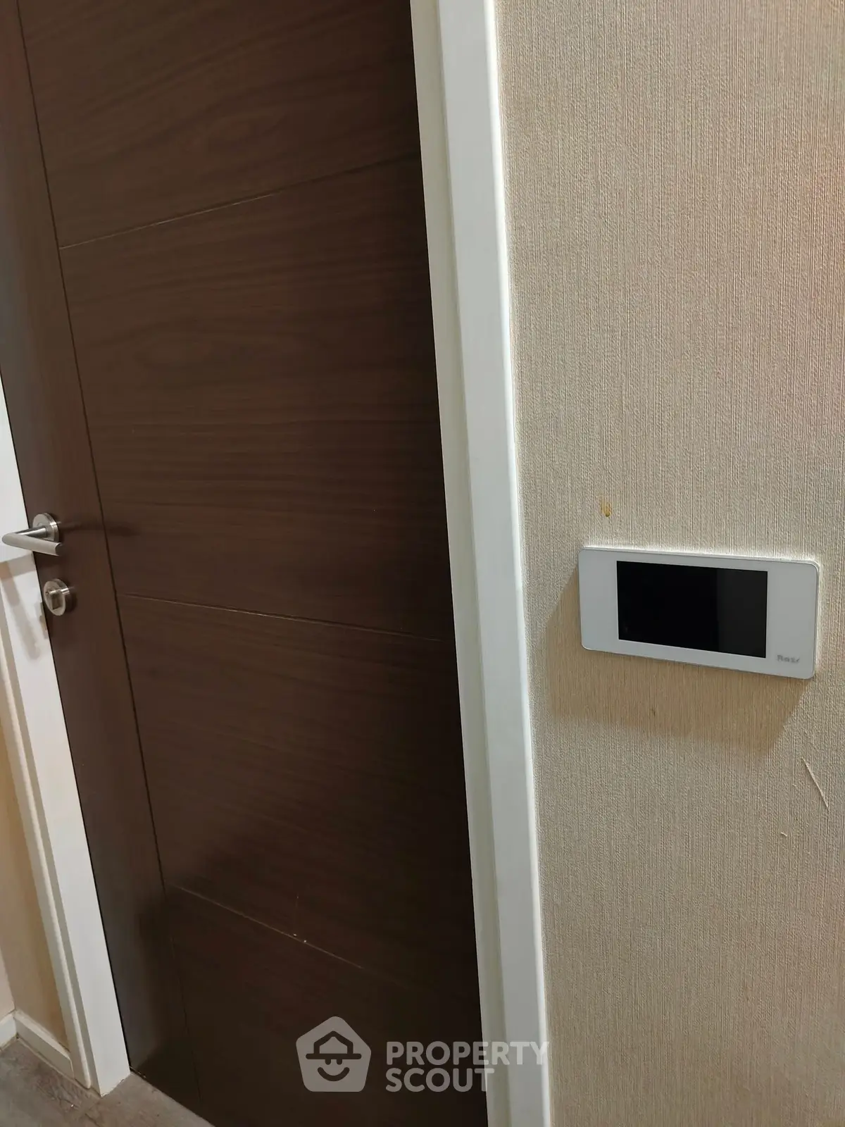 Modern interior door with smart thermostat control panel