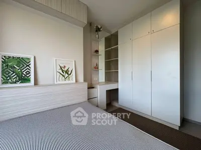 Modern bedroom with built-in wardrobe and stylish decor
