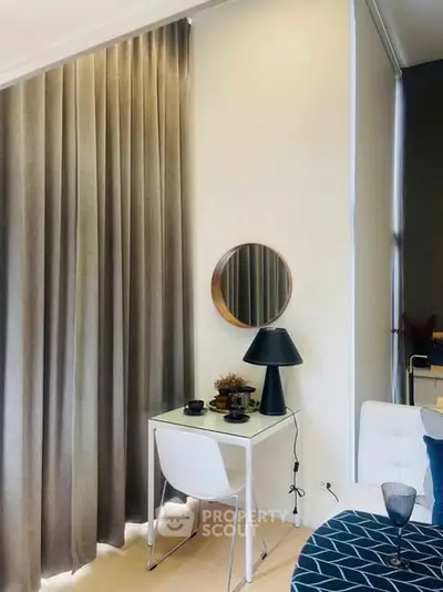 Modern study nook with stylish decor and natural light