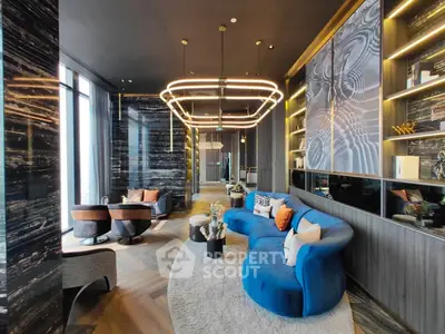 Luxurious modern living room with stylish furniture and elegant lighting