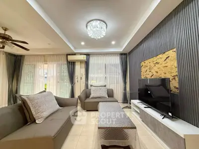 Elegant living room with modern decor and stylish lighting