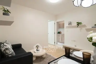 Modern living room with stylish decor and cozy seating area