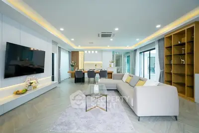Spacious modern living room with elegant decor and open layout