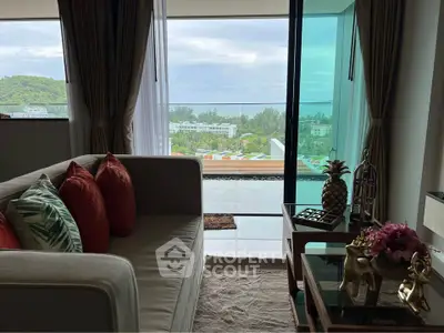 Luxurious living room with stunning balcony view and elegant decor