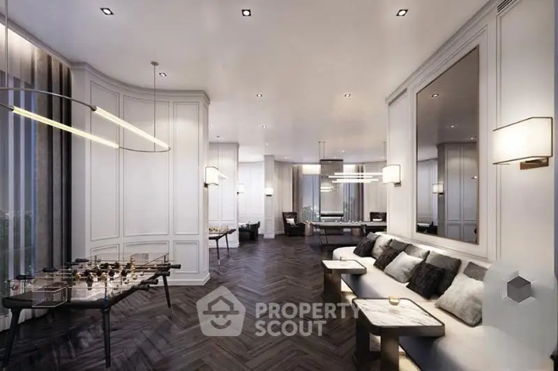 Luxurious modern living room with elegant decor and stylish lighting