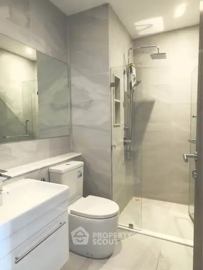 Modern bathroom with sleek design and glass shower enclosure