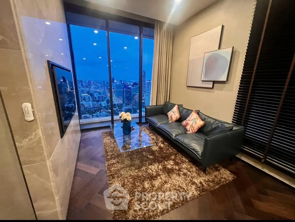 Luxurious living room with stunning city view and elegant decor