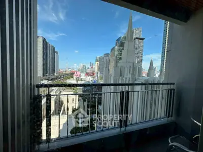 Stunning city view from a modern balcony in a high-rise building, perfect for urban living.