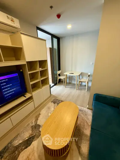 Modern living room with stylish furniture and natural light