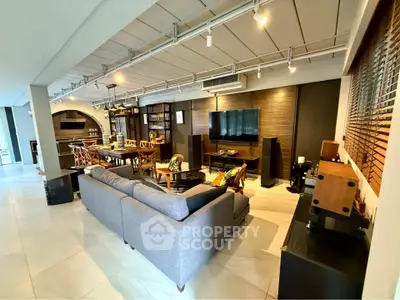 Spacious modern living room with open layout and stylish decor