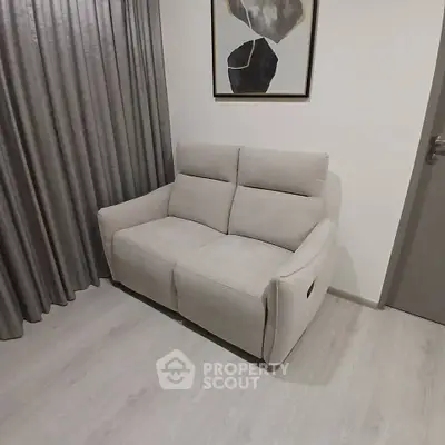 Cozy living room with modern sofa and elegant decor