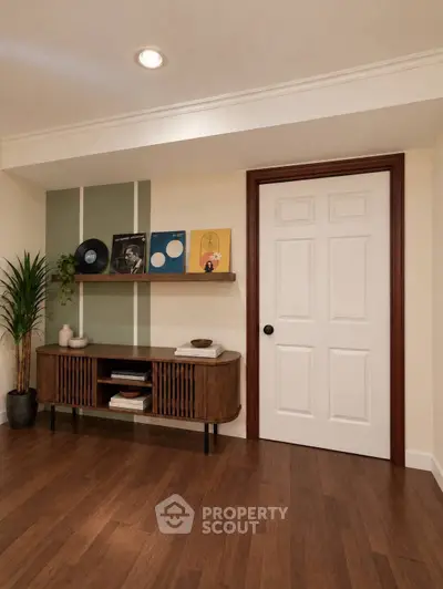 Stylish living room with modern decor and wooden flooring