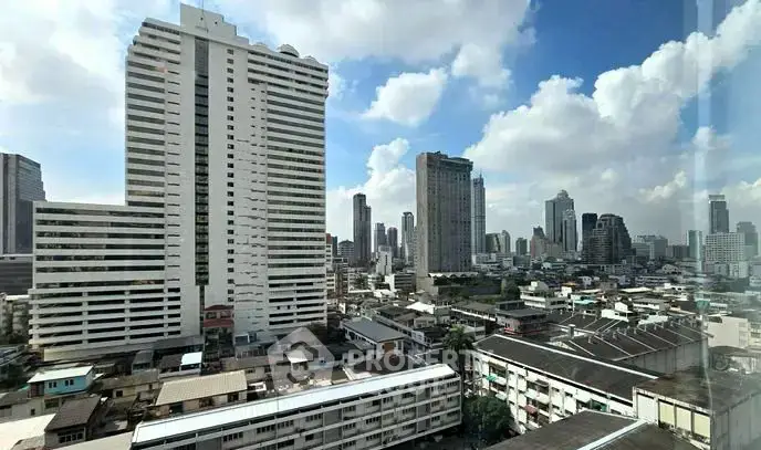 Stunning cityscape view showcasing modern high-rise buildings under a clear blue sky.