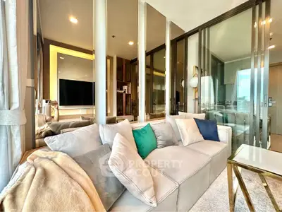 Luxurious modern living room with plush sofa and stylish decor