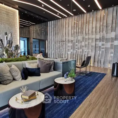 Luxurious modern living room with stylish decor and elegant lighting