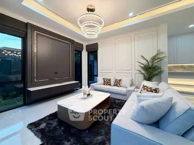 Luxurious modern living room with elegant decor and plush seating