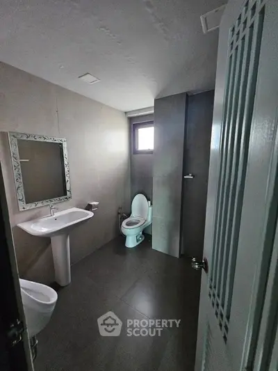 Modern bathroom with sleek design and natural light