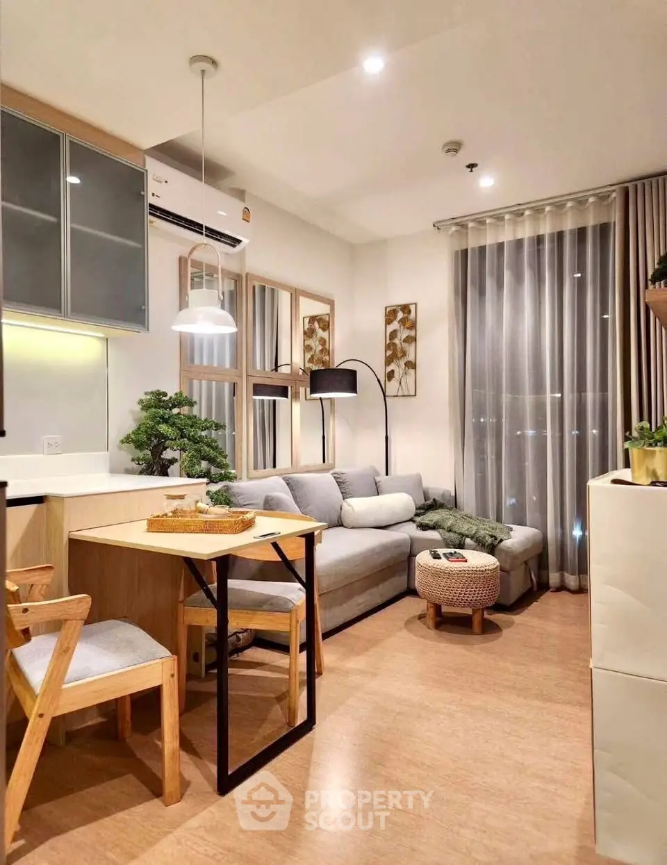 Cozy modern living room with stylish decor and natural light