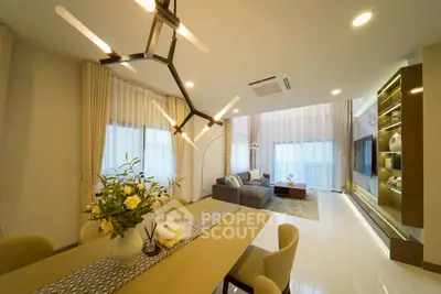 Luxurious modern living room with elegant lighting and stylish decor