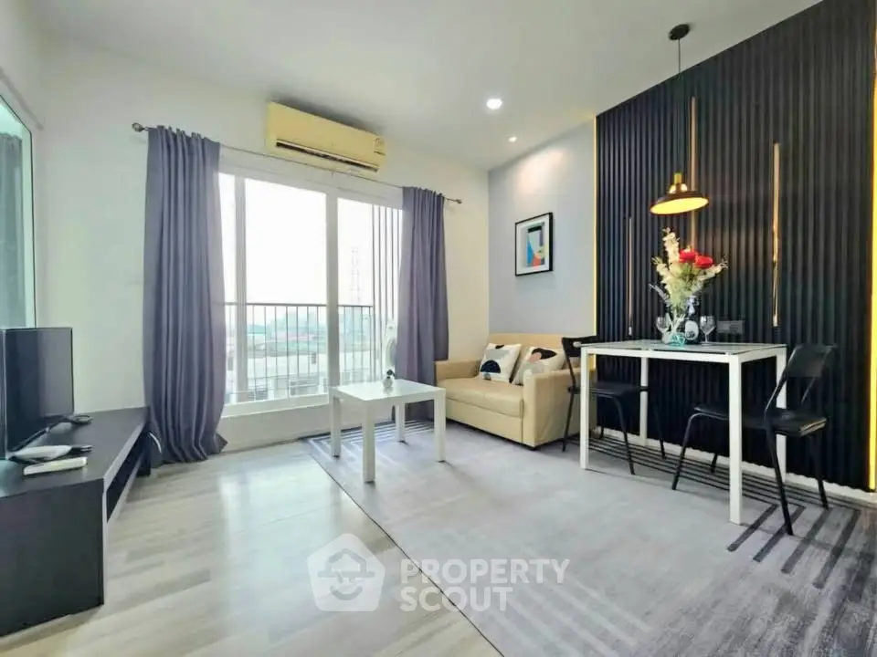 Modern living room with stylish decor and natural light