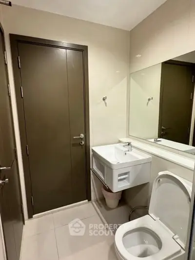 Modern bathroom with sleek fixtures and minimalist design