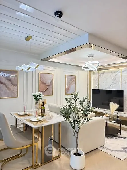 Luxurious modern living room with elegant decor and stylish furniture