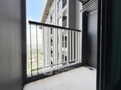 Modern balcony with city view in high-rise building