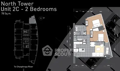 Modern schematic floor plan with detailed layout and measurements.
