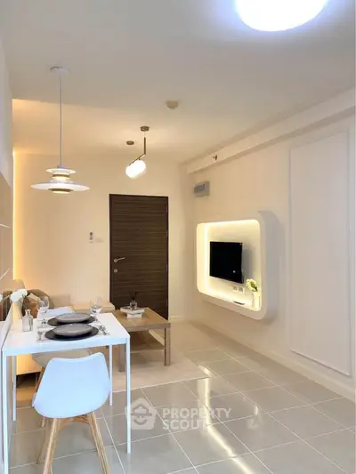 Modern living room with sleek design and stylish furniture