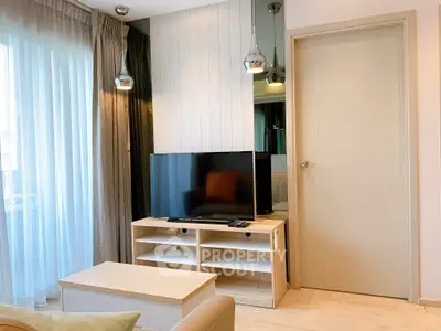 Modern living room with stylish decor and natural light