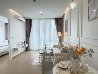 Elegant modern living room with natural light and stylish decor