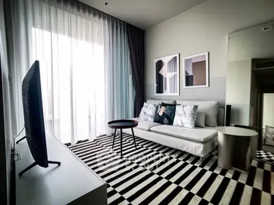 Modern living room with stylish decor and natural light