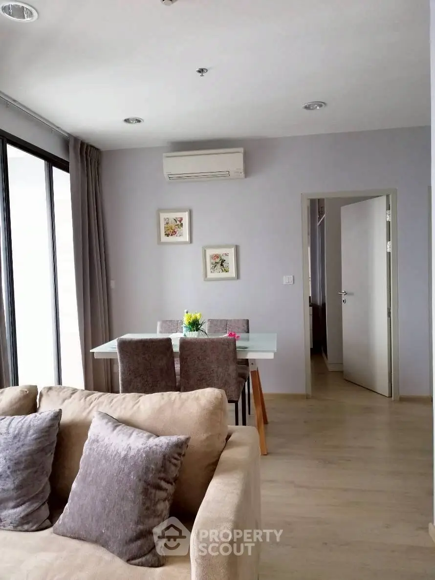 Modern living room with dining area and stylish decor