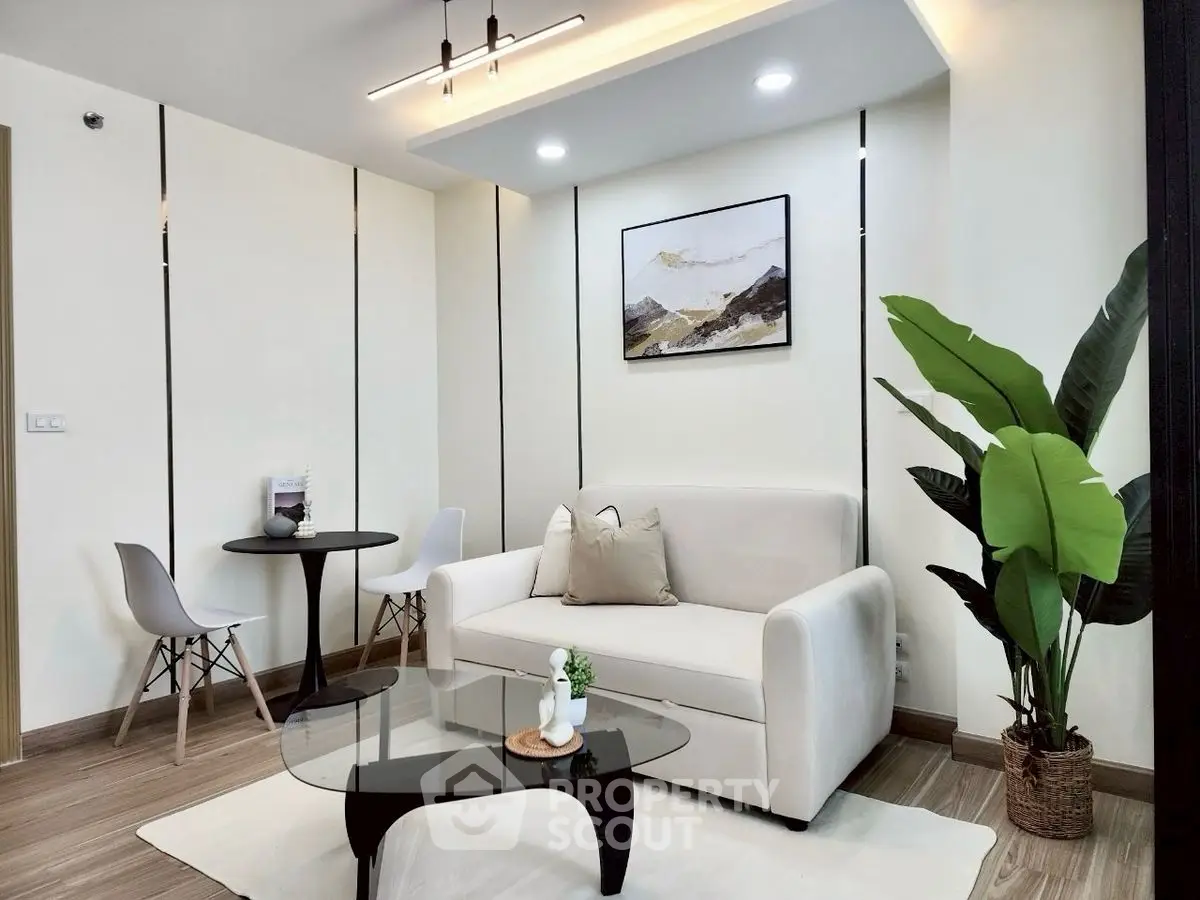 Stylish modern living room with elegant decor and cozy seating area