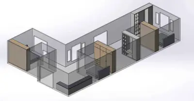 3D floor plan rendering showcasing modern apartment layout with spacious rooms and sleek design.