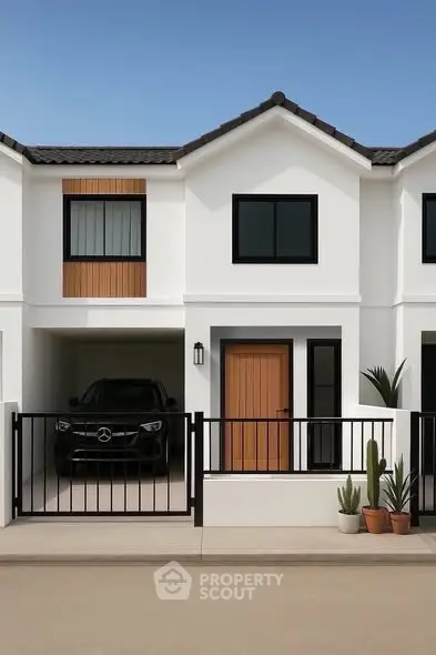 Modern townhouse with garage and sleek exterior design