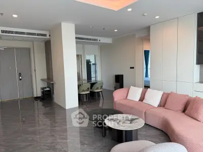 Spacious modern living room with elegant furniture and open layout, perfect for stylish urban living.